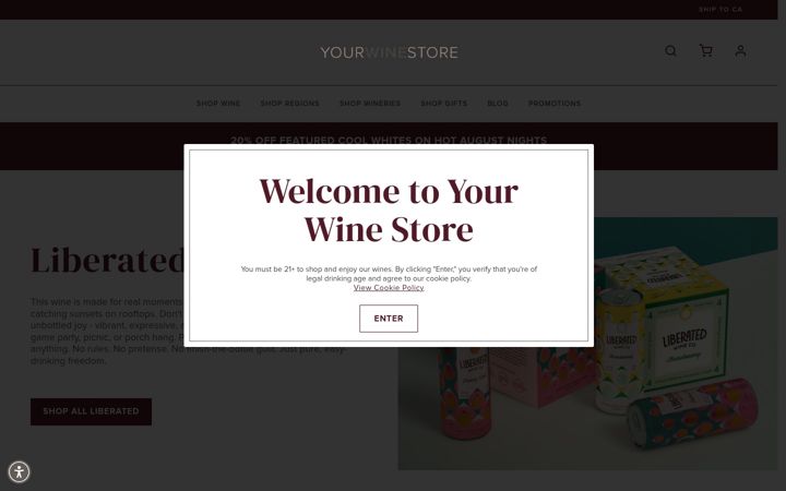 Screenshot of liberatedwine.com