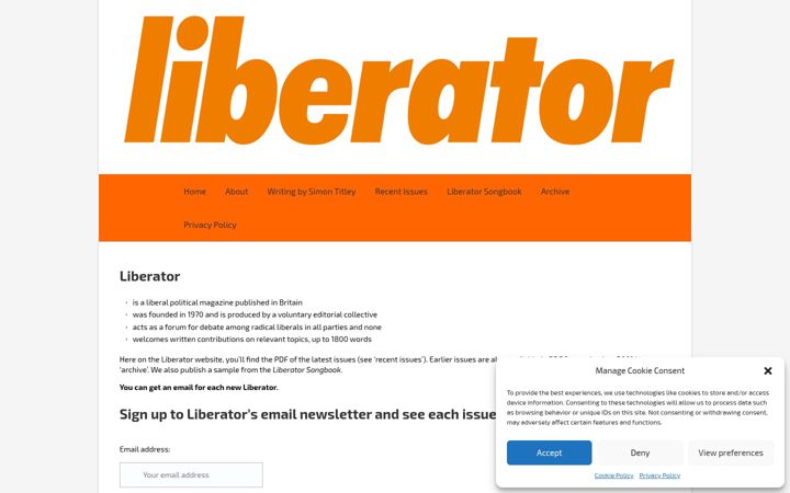 Screenshot of liberatormagazine.org.uk
