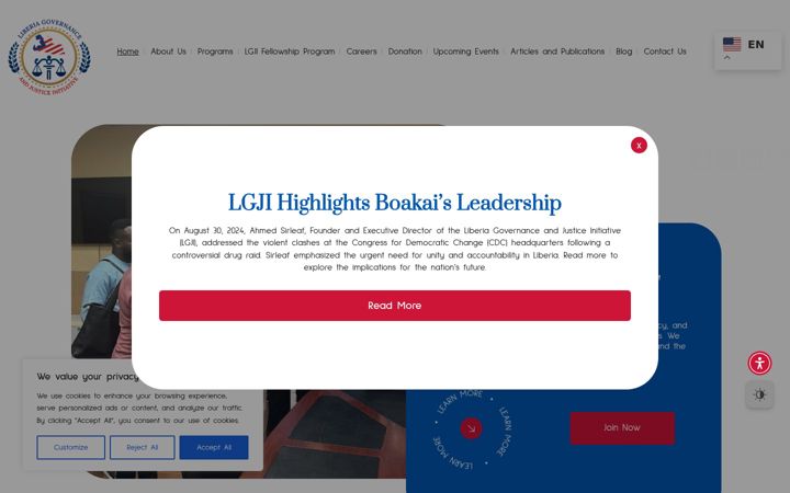 Screenshot of liberiagji.org