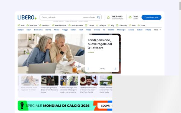Screenshot of libero.it