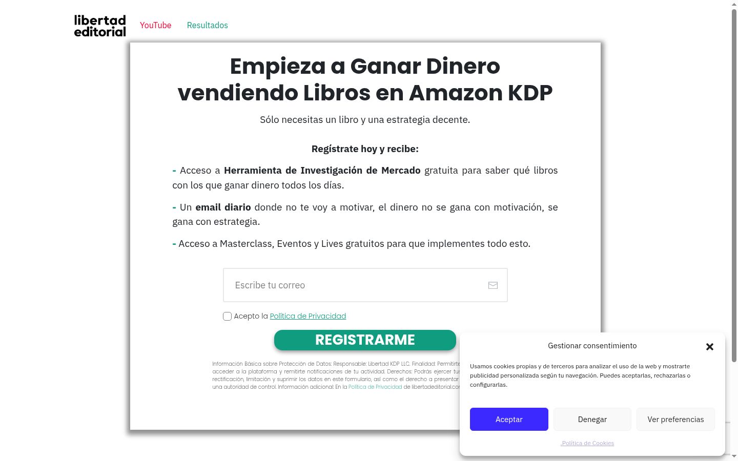 Screenshot del banner di consenso mostrato prima di qualsiasi interazione