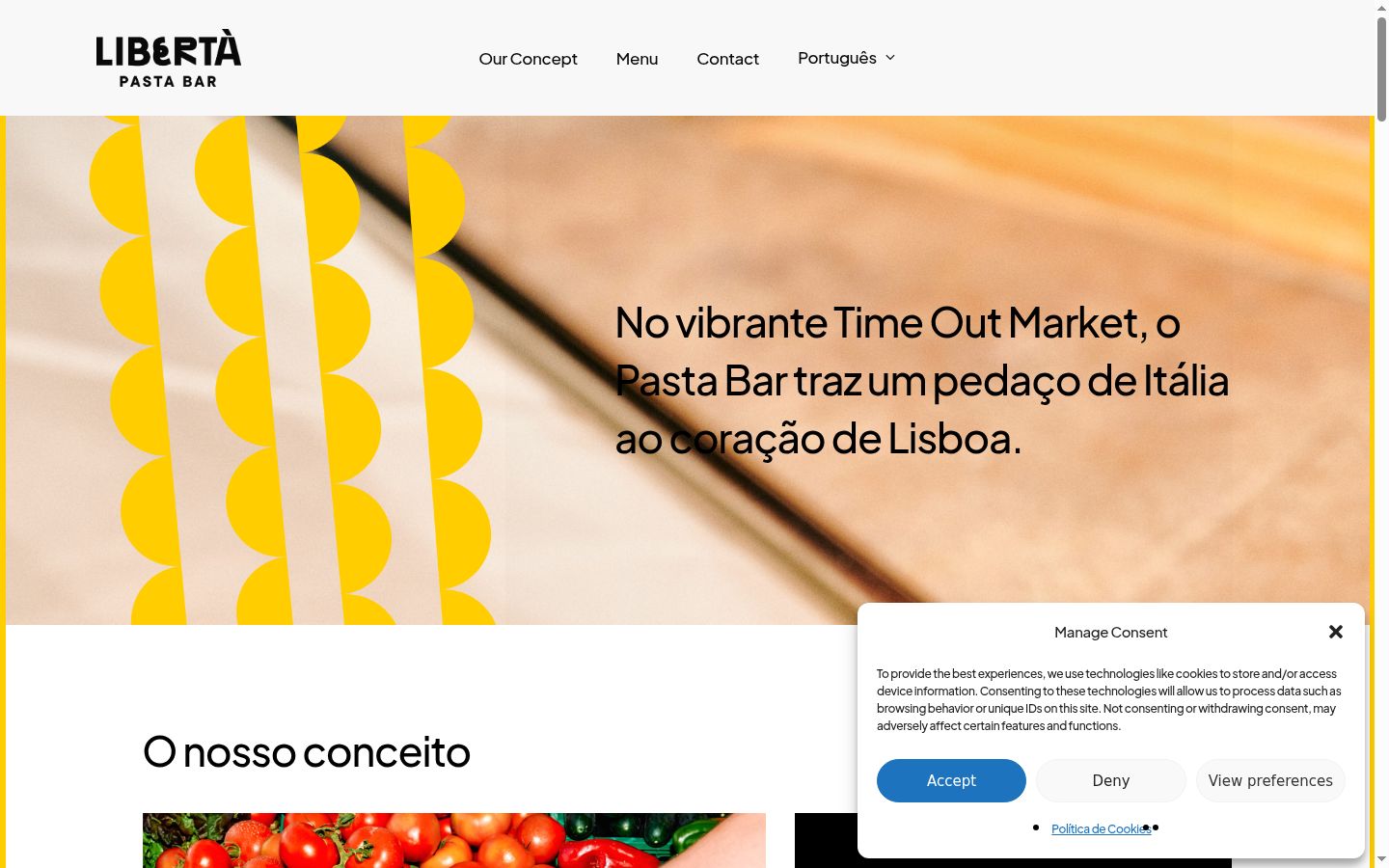 Screenshot del banner di consenso mostrato prima di qualsiasi interazione