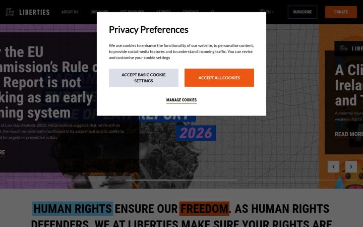 Screenshot of liberties.eu