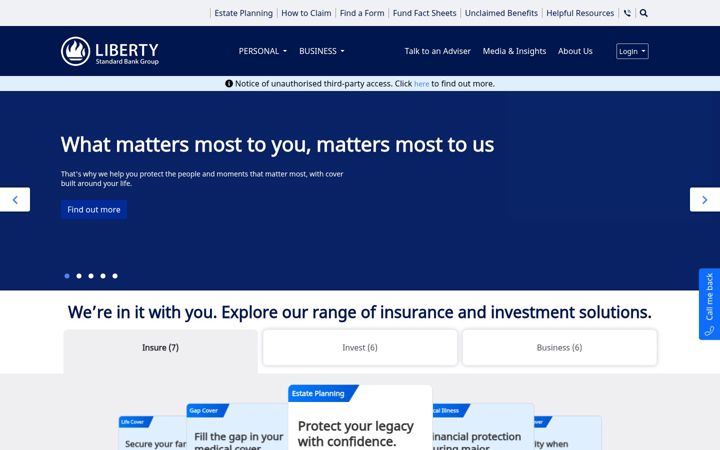 Screenshot of liberty.co.za