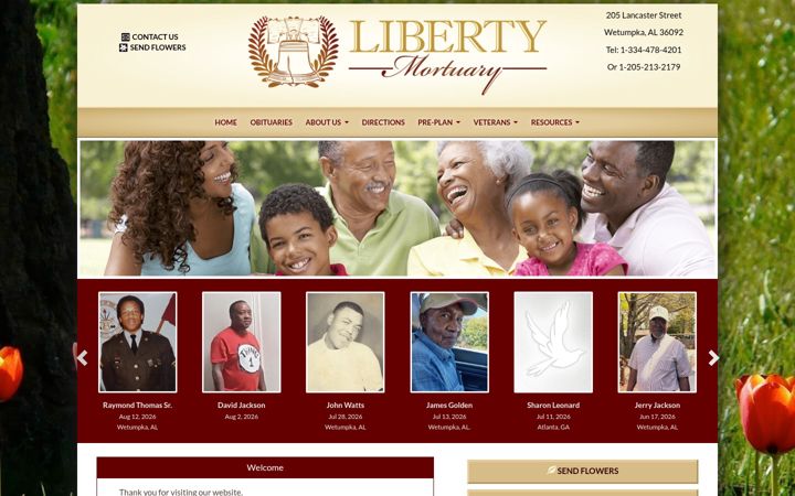 Screenshot of libertymortuaryllc.com