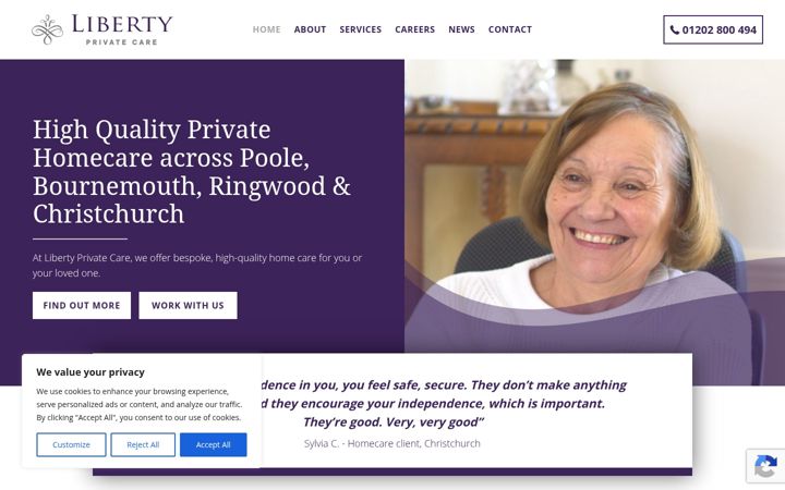 Screenshot of libertyprivatecare.co.uk