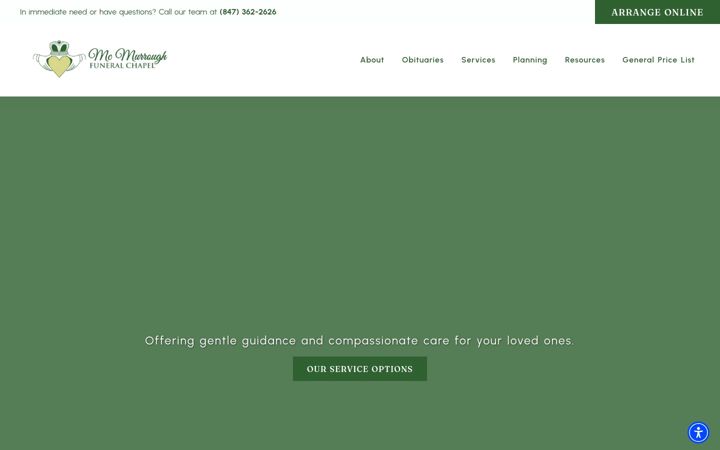 Screenshot of libertyvillefuneralhome.com