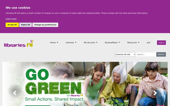 Screenshot of librariesni.org.uk