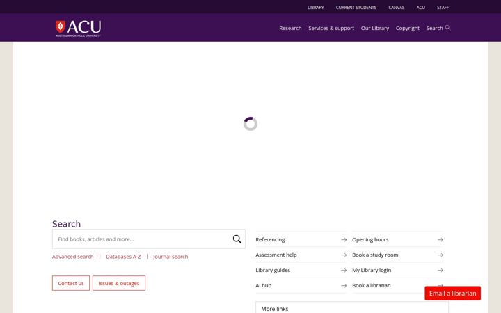 Screenshot of library.acu.edu.au