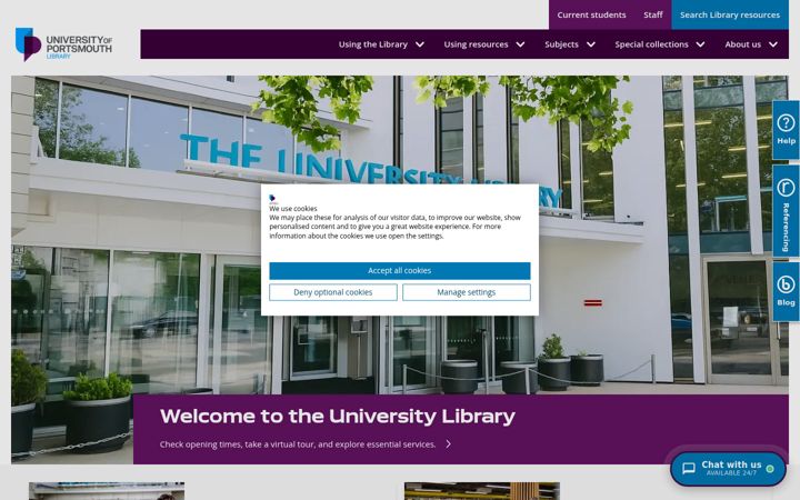 Screenshot of library.port.ac.uk