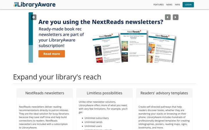 Screenshot of libraryaware.com