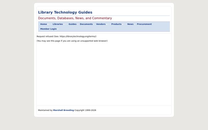 Capture d'écran de librarytechnology.org