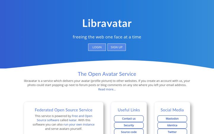 Screenshot of libravatar.org