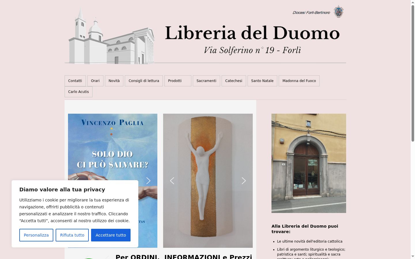 Screenshot del banner di consenso mostrato prima di qualsiasi interazione