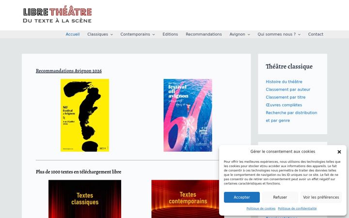 Screenshot of libretheatre.fr
