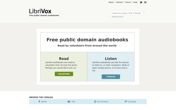 Screenshot of librivox.org