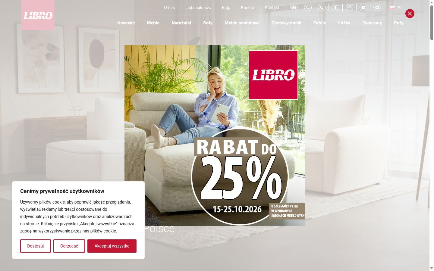 Zrzut ekranu banera zgody wyświetlanego przed jakąkolwiek interakcją