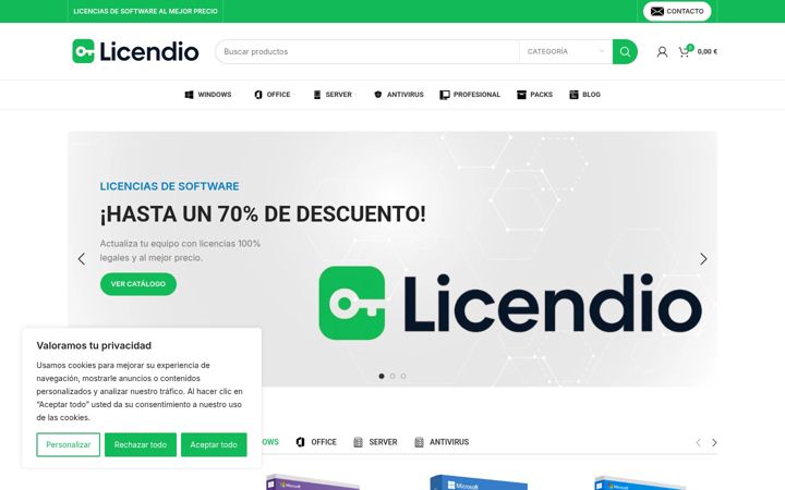 Screenshot of licendio.com