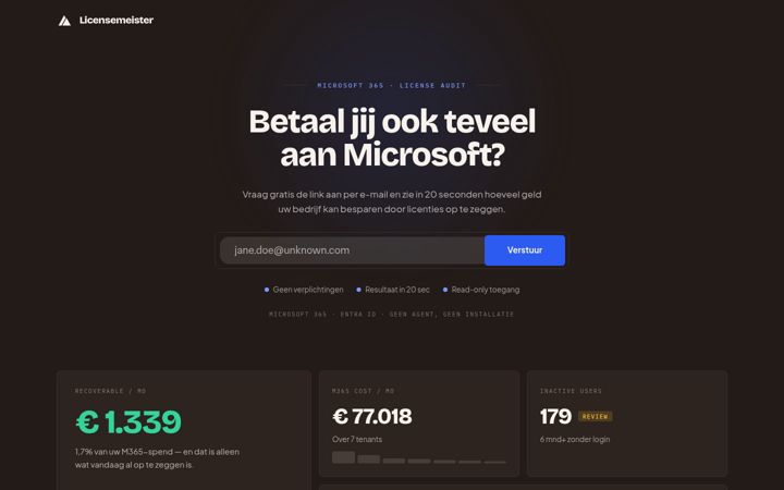 Screenshot of licensemeister.com