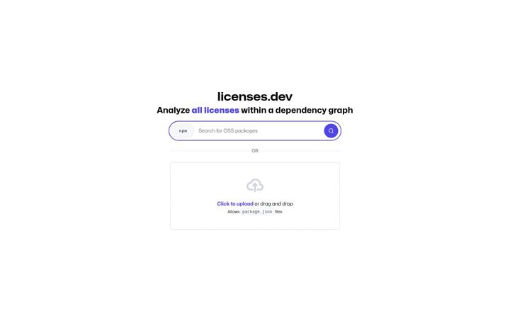 Screenshot of licenses.dev
