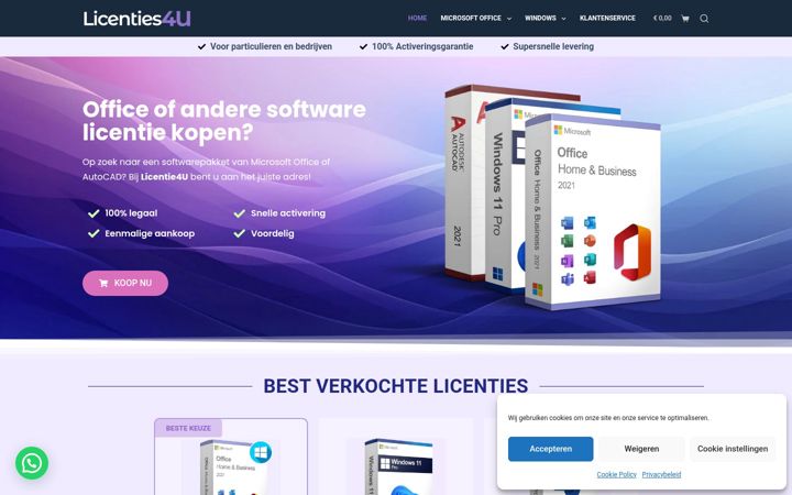 Screenshot of licenties4u.nl