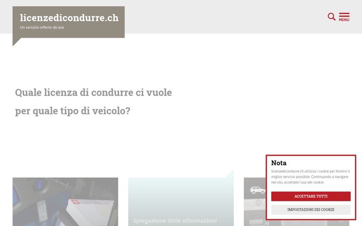 Screenshot of licenzedicondurre.ch