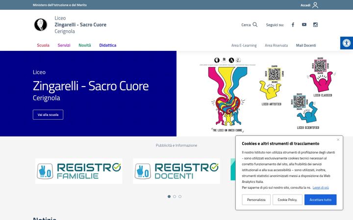 Screenshot of liceozingarellisacrocuore.edu.it