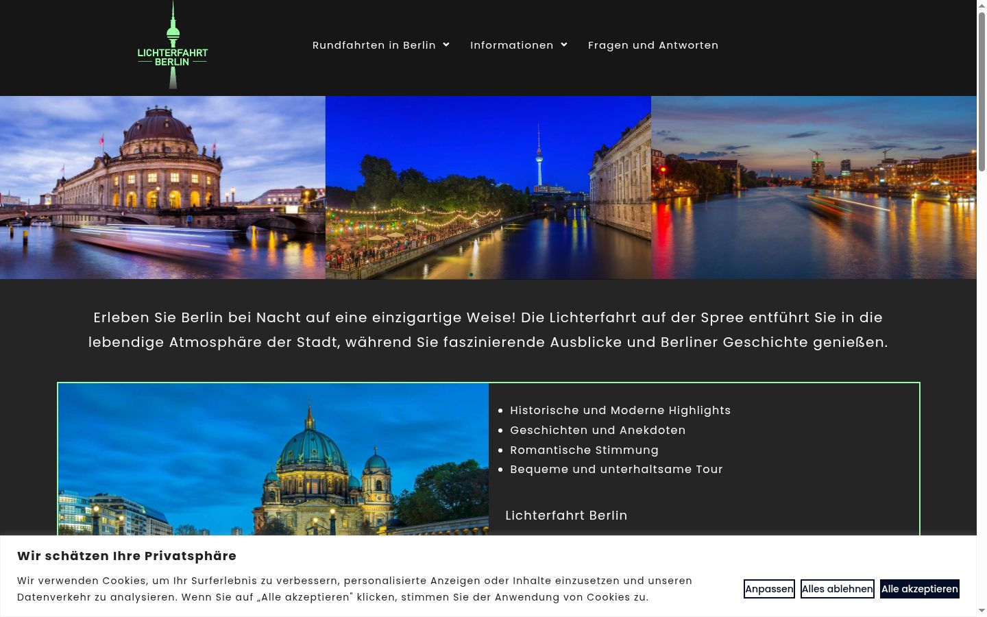 Screenshot del banner di consenso mostrato prima di qualsiasi interazione