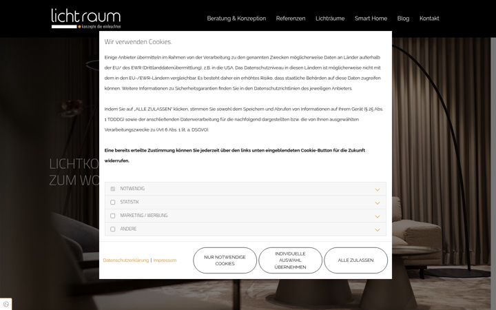 Screenshot of lichtraum-gmbh.de