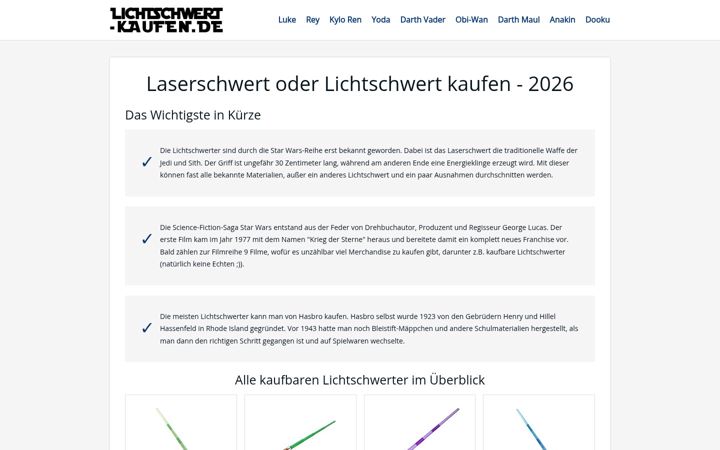 Screenshot of lichtschwert-kaufen.de