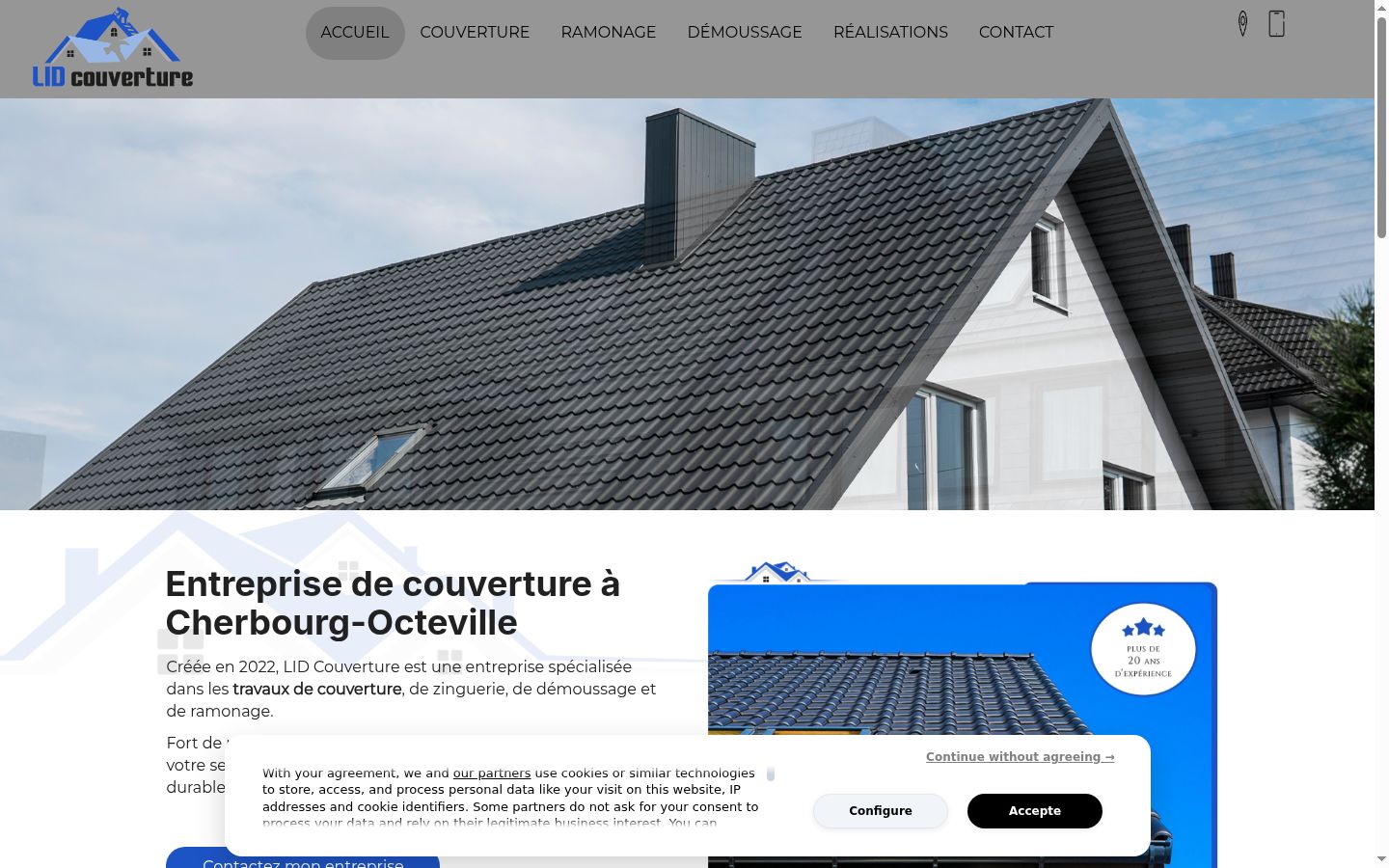 Screenshot del banner di consenso mostrato prima di qualsiasi interazione