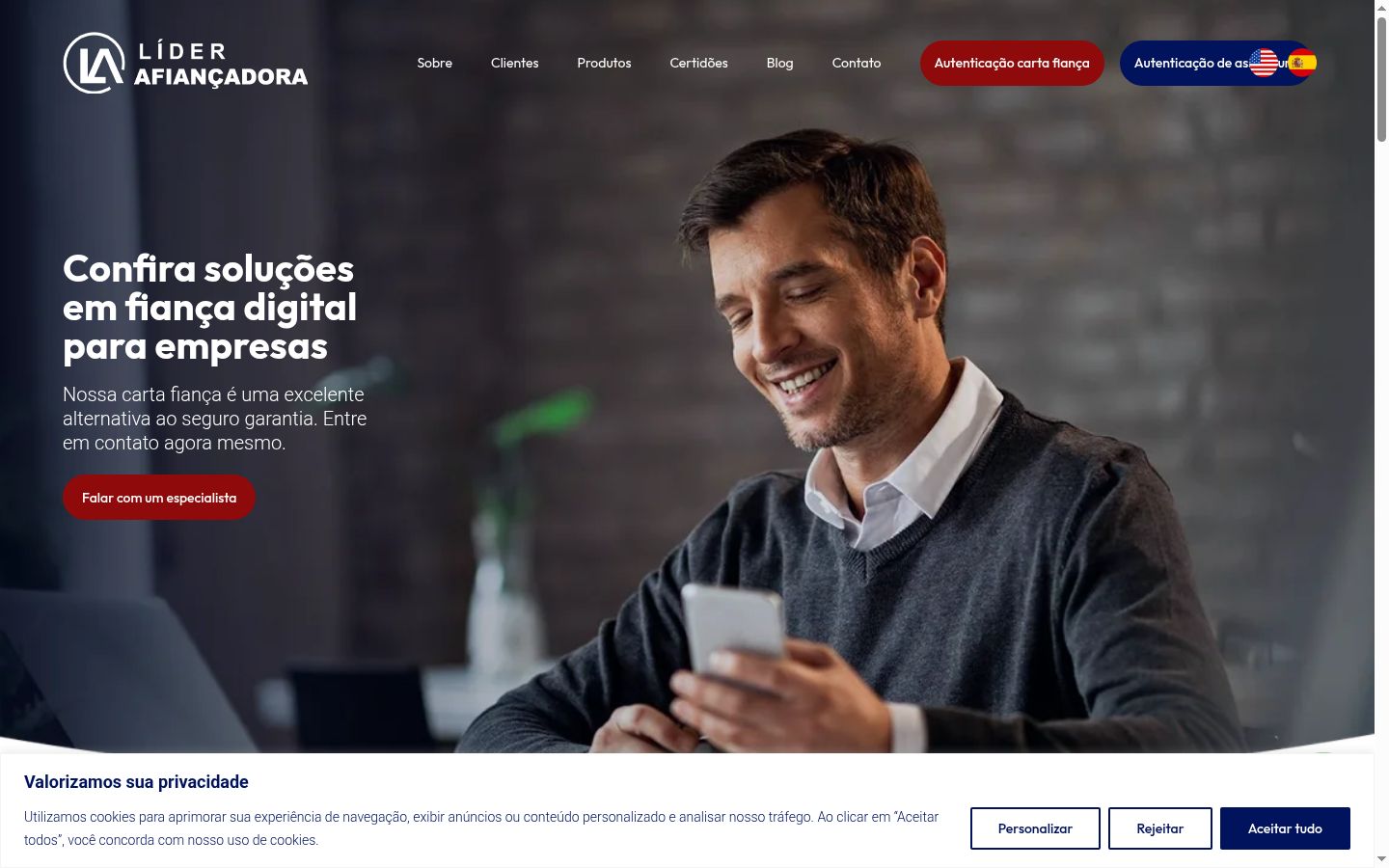 Screenshot del banner di consenso mostrato prima di qualsiasi interazione
