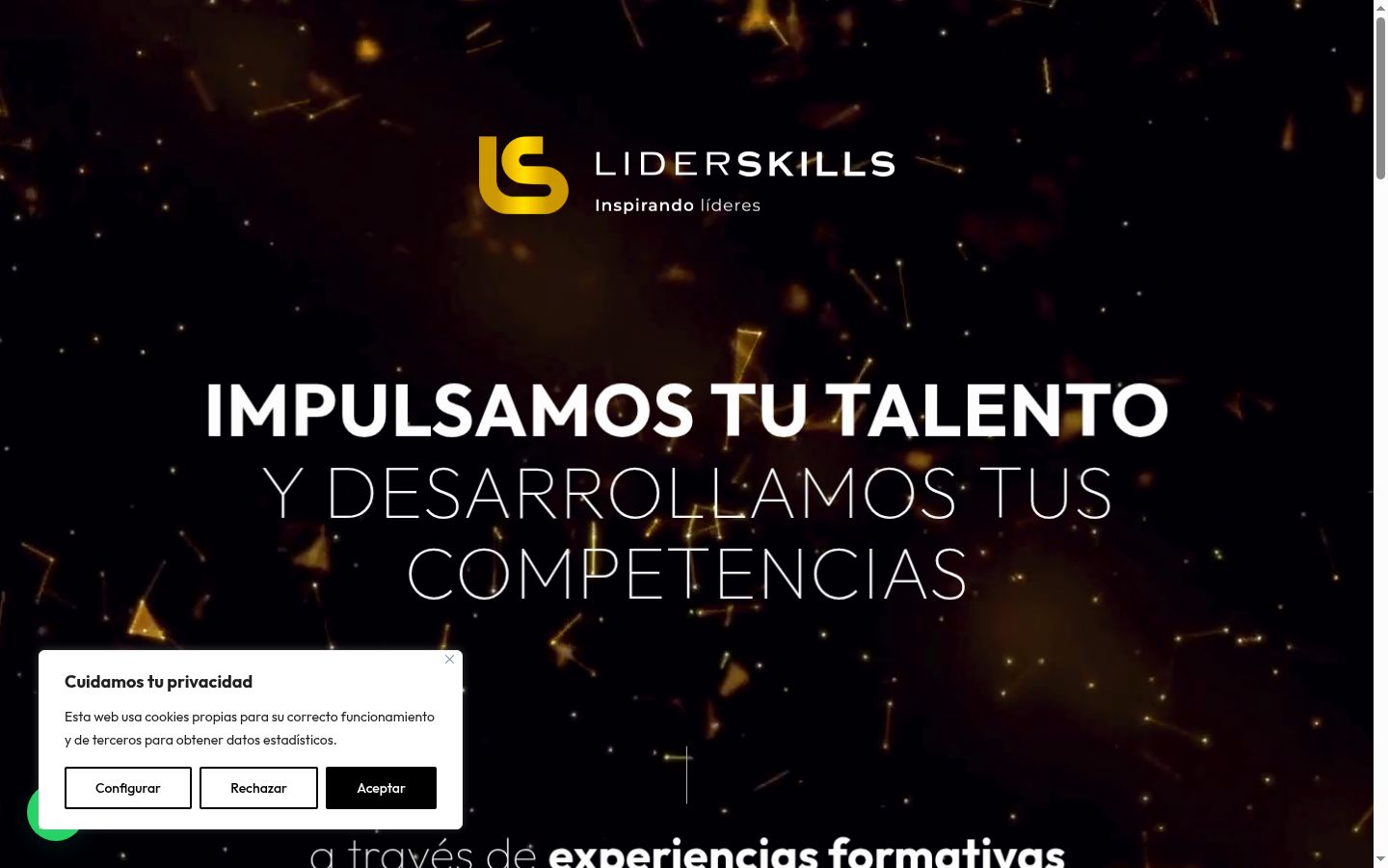 Captura de pantalla del banner de consentimiento mostrado antes de cualquier interacción