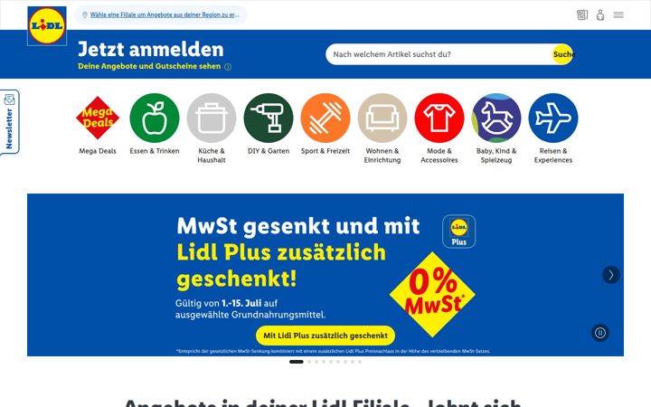 Screenshot of lidl.at