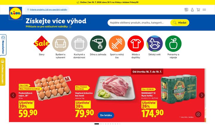 Snímek obrazovky lidl.cz