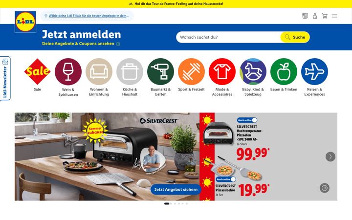 Snímek obrazovky lidl.de