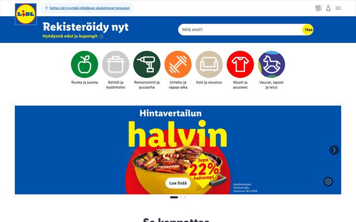 Screenshot of lidl.fi