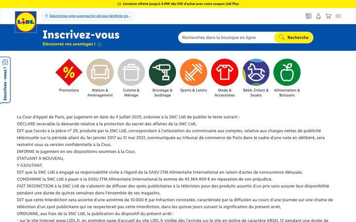 Screenshot von lidl.fr