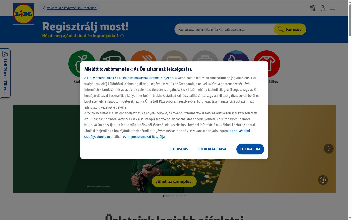 Snímek obrazovky baneru souhlasu zobrazeného před jakoukoli interakcí