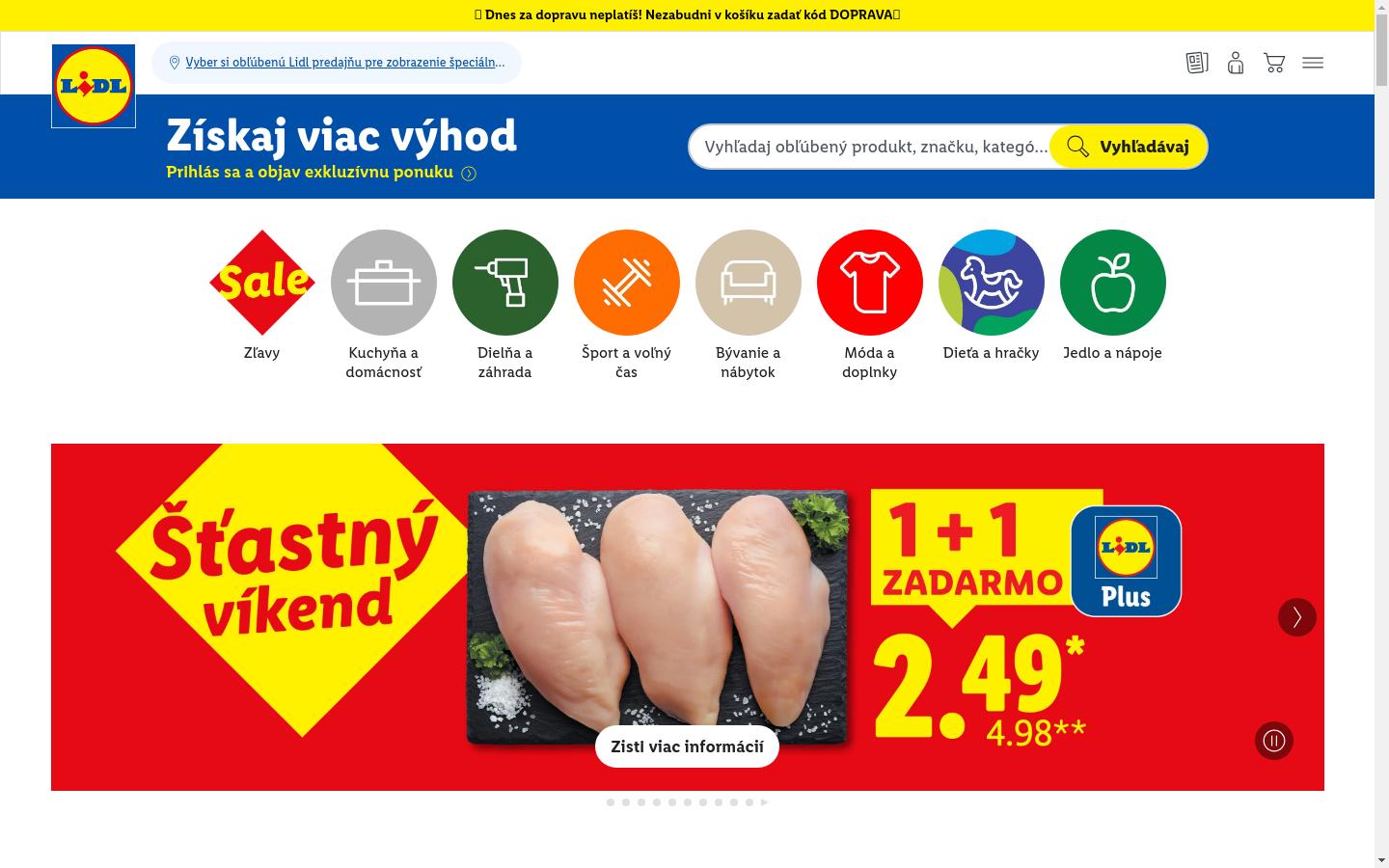 Screenshot of lidl.sk