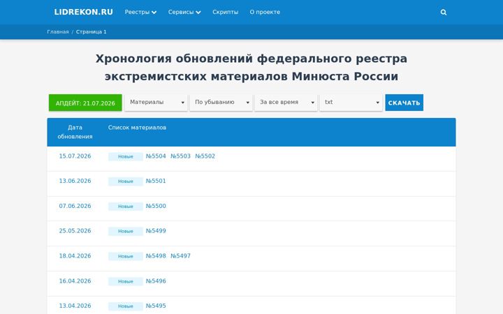 Screenshot of lidrekon.ru