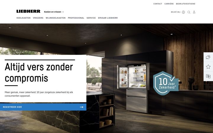 Screenshot of liebherr.be