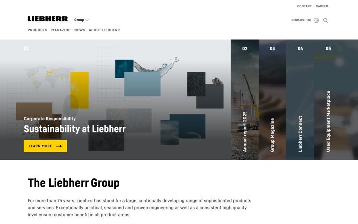 Screenshot of liebherr.com