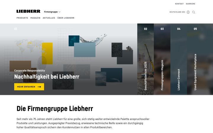 Screenshot of liebherr.de