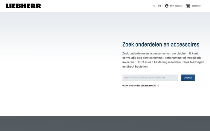 Screenshot of liebherrwebshop.be