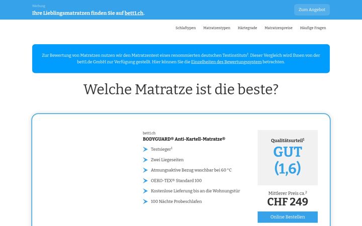 Screenshot of lieblings-matratze.ch