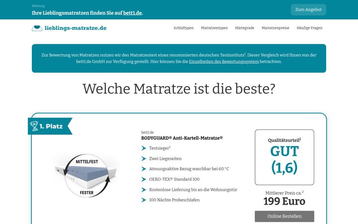 Screenshot of lieblings-matratze.de