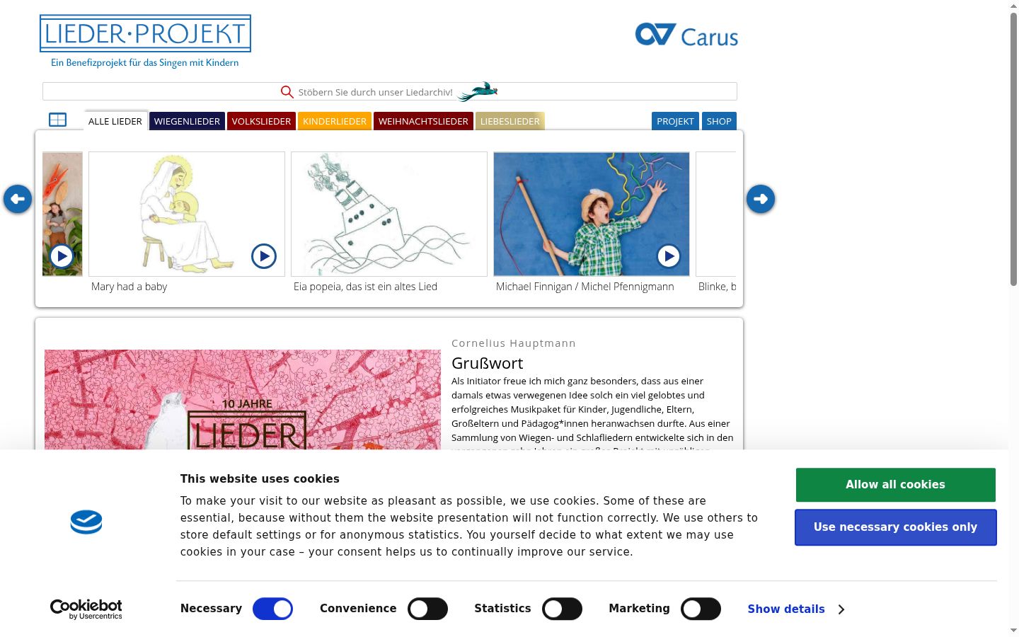 Capture d'écran de la bannière de consentement affichée avant toute interaction