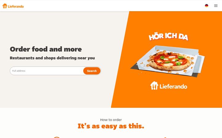 Screenshot von lieferando.de