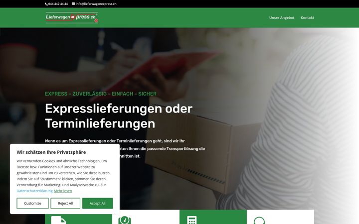 Screenshot of lieferwagenexpress.ch